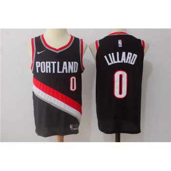 Men's Portland Trail Blazers #0 Damian Lillard Black 2017-2018 Nike Swingman Stitched NBA Jersey