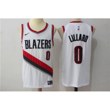 Men's Portland Trail Blazers #0 Damian Lillard White 2017-2018 Nike Swingman Stitched NBA Jersey