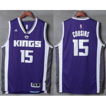 Men's Sacramento Kings #15 DeMarcus Cousins NEW Purple Stitched NBA 2016-17 adidas Revolution 30 Swingman Jersey