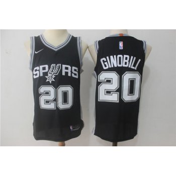 Men's San Antonio Spurs #20 Manu Ginobili Black Nike Jersey