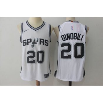 Men's San Antonio Spurs #20 Manu Ginobili White 2017-2018 Nike Swingman Stitched NBA Jersey