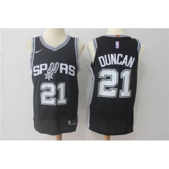 Men's San Antonio Spurs #21 Tim Duncan Black 2017-2018 Nike Swingman Stitched NBA Jersey