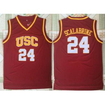 Men's USC Trojans #24 Brian Scalabrine Red College Basketball Retro Swingman Stitched NCAA Jersey