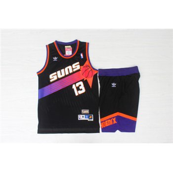 Phoenix Suns 13 Steve Nash Black Hardwood Classics Jersey(With Shorts)