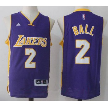 Men's 2017 Draft Los Angeles Lakers #2 Lonzo Ball Purple Stitched NBA adidas Revolution 30 Swingman Jersey