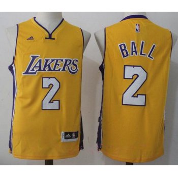 Men's 2017 Draft Los Angeles Lakers #2 Lonzo Ball Yellow Stitched NBA adidas Revolution 30 Swingman Jersey