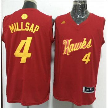 Men's Atlanta Hawks #4 Paul Millsap adidas Red 2016 Christmas Day Stitched NBA Swingman Jersey