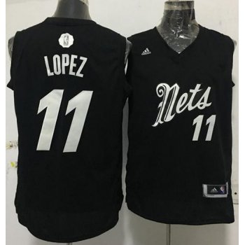 Men's Brooklyn Nets #11 Brook Lopez adidas Black 2016 Christmas Day Stitched NBA Swingman Jersey