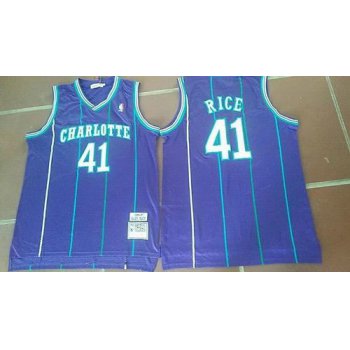 Men's Charlotte Hornets #41 Glen Rice 1992-93 Purple Hardwood Classics Soul Swingman Throwback Jersey