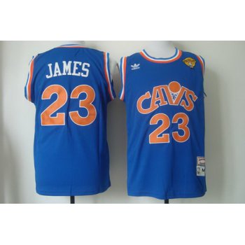 Men's Cleveland Cavaliers #23 LeBron James 2017 The NBA Finals Patch CavFanatic Blue Hardwood Classics Soul Swingman Throwback Jersey