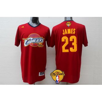 Men's Cleveland Cavaliers #23 LeBron James 2017 The NBA Finals Patch Red Short-Sleeved Jersey