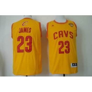 Men's Cleveland Cavaliers #23 LeBron James 2017 The NBA Finals Patch Yellow Swingman Jersey