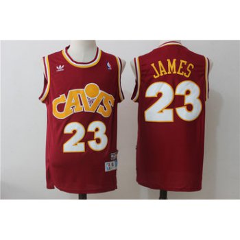 Men's Cleveland Cavaliers 23 Lebron James Burgundy Hardwood Classics Swingman Jersey