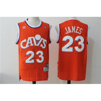 Men's Cleveland Cavaliers 23 Lebron James Orange Hardwood Classics Swingman Jersey