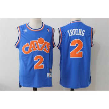 Men's Cleveland Cavaliers #2 Kyrie Irving Blue Hardwood Classics Soul Swingman Throwback Jersey