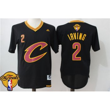 Men's Cleveland Cavaliers Kyrie Irving #2 2017 The NBA Finals Patch New Black Short-Sleeved Jersey