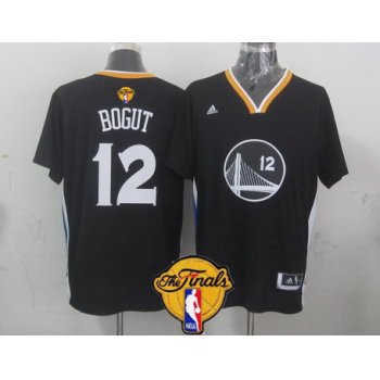 Men's Golden State Warriors #12 Andrew Bogut Black Short-Sleeved 2017 The NBA Finals Patch Jersey