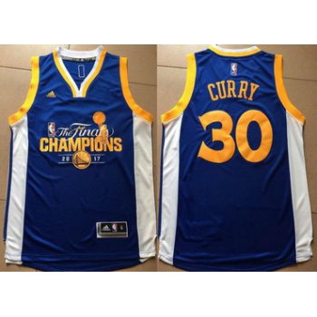 Men's Golden State Warriors #30 Stephen Curry Royal Blue 2017 The Finals Championship Stitched NBA adidas Swingman Jersey