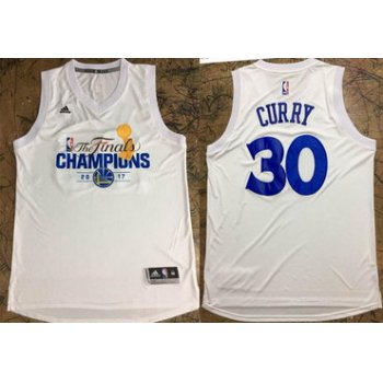 Men's Golden State Warriors #30 Stephen Curry White 2017 The Finals Championship Stitched NBA adidas Swingman Jersey