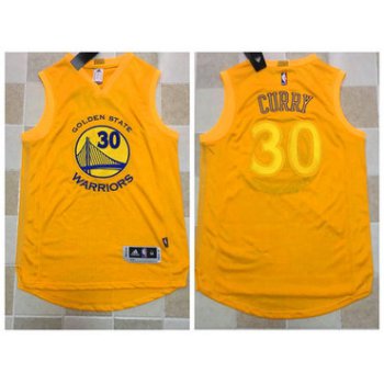 Men's Golden State Warriors #30 Stephen Curry Yellow With Gold AU Stitched NBA adidas Revolution 30 Swingman Jersey