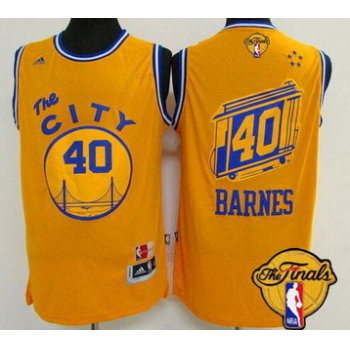 Men's Golden State Warriors #40 Harrison Barnes Retro Yellow 2017 The NBA Finals Patch Jersey