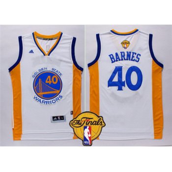 Men's Golden State Warriors #40 Harrison Barnes White 2017 The NBA Finals Patch Jersey