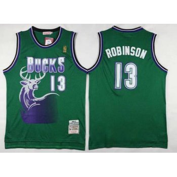 Men's Milwaukee Bucks #13 Glenn Robinson Green Hardwood Classics Soul Swingman Throwback Jersey