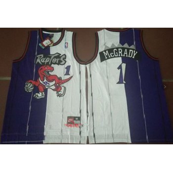 Men's Toronto Raptors #1 Tracy McGrady Purple White Two Tone Stitched NBA Hardwood Classic Swingman Jersey