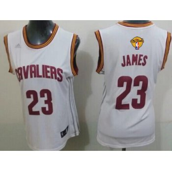 Women's Cleveland Cavaliers #23 LeBron James White 2017 The NBA Finals Patch Jersey