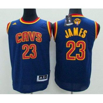 Youth Cleveland Cavaliers #23 LeBron James Navy Blue 2017 The NBA Finals Patch Jersey