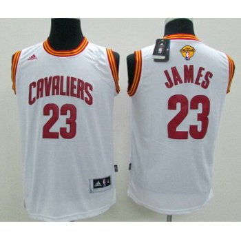 Youth Cleveland Cavaliers #23 LeBron James White 2017 The NBA Finals Patch Jersey