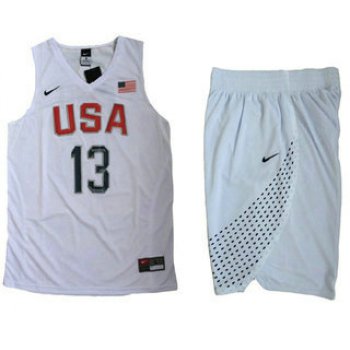 2016 Olympics Team USA Men's #13 Paul George White Revolution 30 Swingman Basketball Jersey With Shorts