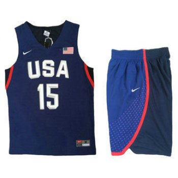 2016 Olympics Team USA Men's #15 Carmelo Anthony Navy Blue Revolution 30 Swingman Basketball Jersey With Shorts