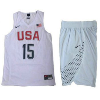 2016 Olympics Team USA Men's #15 Carmelo Anthony White Revolution 30 Swingman Basketball Jersey With Shorts