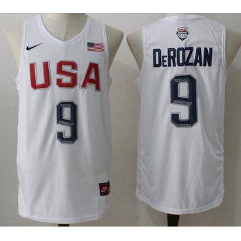 2016 Olympics Team USA Men's #9 DeMar DeRozan White Stitched NBA Nike Swingman Jersey