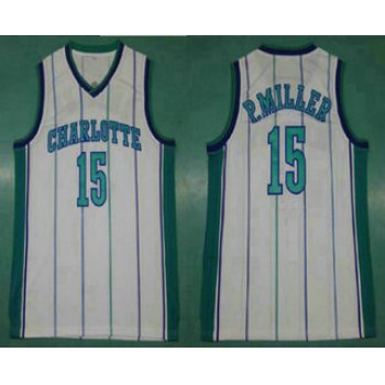 Men's Charlotte Hornets #15 Percy Miller White Hardwood Classics Soul Swingman Throwback Jersey