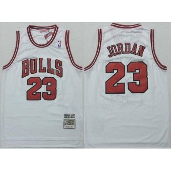 Men's Chicago Bulls #23 Michael Jordan 1997-98 White Hardwood Classics Soul Swingman Throwback Jersey