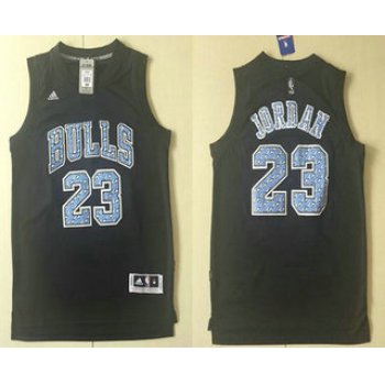 Men's Chicago Bulls #23 Michael Jordan Black Diamond Fashion Stitched NBA Jersey