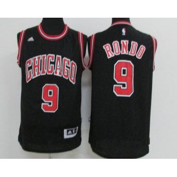 Men's Chicago Bulls #9 Rajon Rondo Black Revolution 30 Swingman Adidas Basketball Jersey