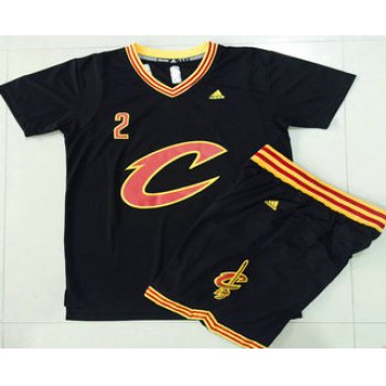 Men's Cleveland Cavaliers #2 Kyrie Irving Revolution 30 Swingman 2015-16 New Black Short-Sleeved Jersey(With-Shorts)