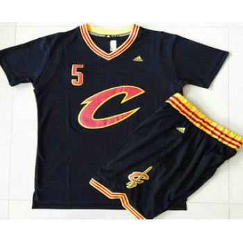 Men's Cleveland Cavaliers #5 J.R. Smith Revolution 30 Swingman 2015-16 New Black Short-Sleeved Jersey(With-Shorts)