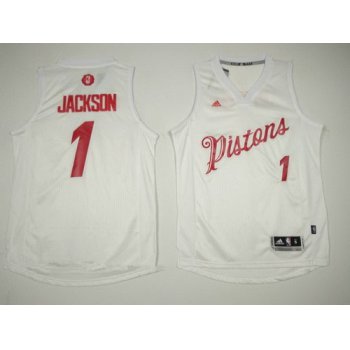 Men's Detroit Pistons #1 Reggie Jackson adidas White 2016 Christmas Day Stitched NBA Swingman Jersey