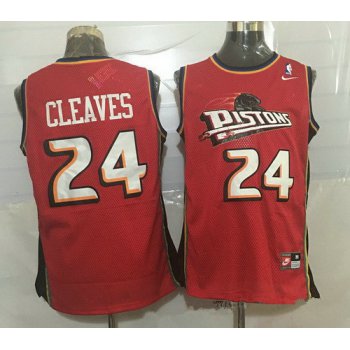 Men's Detroit Pistons #24 Mateen Cleaves Red Hardwood Classics Soul Swingman Throwback Jersey