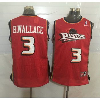 Men's Detroit Pistons #3 Ben Wallace Red Hardwood Classics Soul Swingman Throwback Jersey