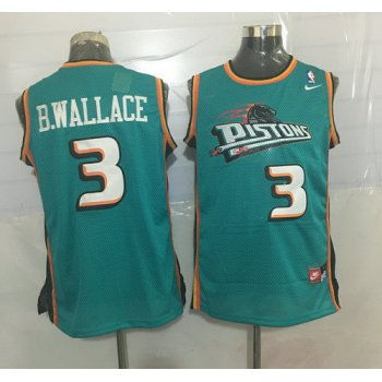 Men's Detroit Pistons #3 Ben Wallace Teal Green Hardwood Classics Soul Swingman Throwback Jersey