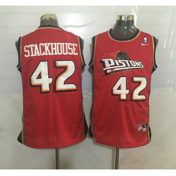 Men's Detroit Pistons #42 Jerry Stackhouse Red Hardwood Classics Soul Swingman Throwback Jersey