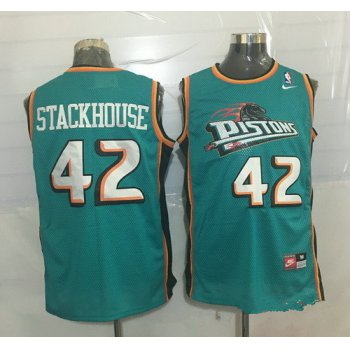 Men's Detroit Pistons #42 Jerry Stackhouse Teal Green Hardwood Classics Soul Swingman Throwback Jersey