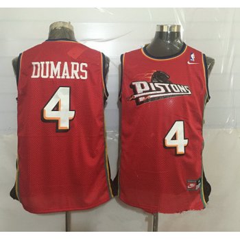 Men's Detroit Pistons #4 Joe Dumars Red Hardwood Classics Soul Swingman Throwback Jersey