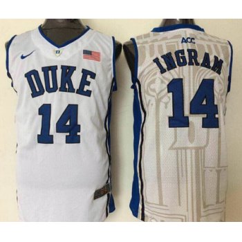 Men's Duke Blue Devils #14 Brandon Ingram White College Basketball Nike Swingman Jersey