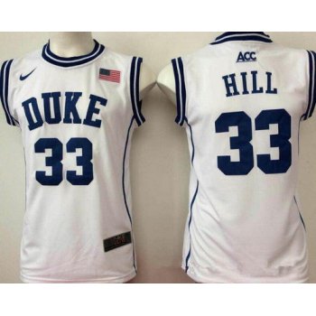 Men's Duke Blue Devils #33 Thomas Hill White Round Collar College Basketball Stitched Nike Swingman Jersey